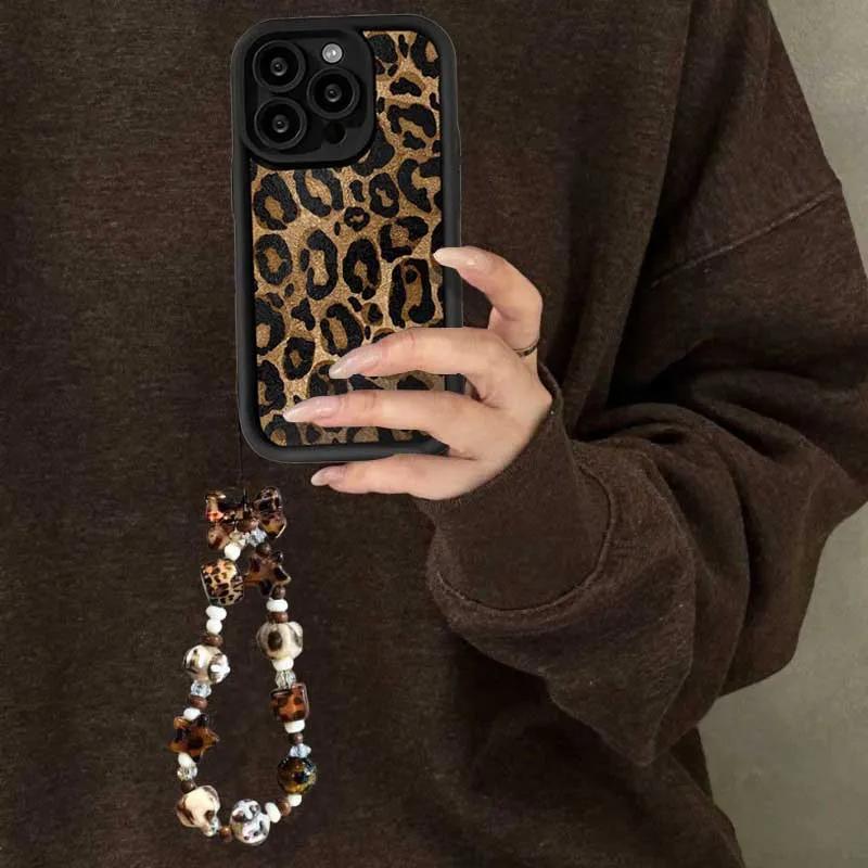 Leopard Print Lanyard Strap Rope Case For OnePlus 15 13 12 11 13T ACE 6 5 Nord 5 4 3 Lite 2 8T 10R Soft Silicone Cover