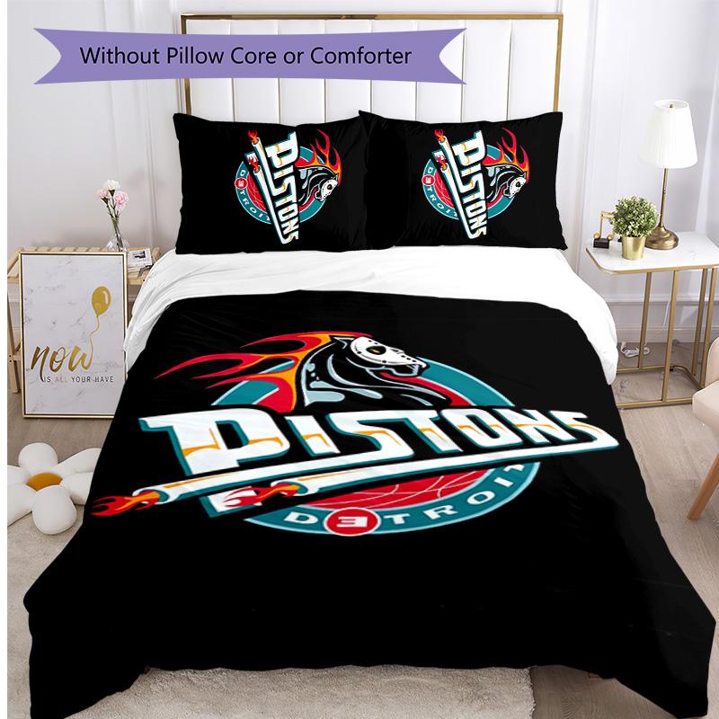 Detroit Pistons Printed 3PCS Bedding Set Soft Breathable Duvet Cover Pillowcases Set Washable Bedroom Decor Home Gift
