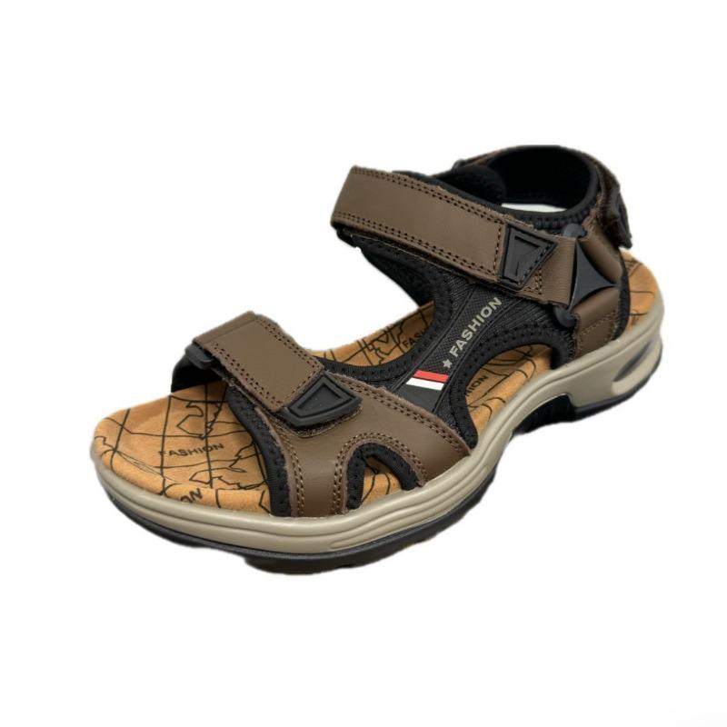 Men's Sandals Outdoor Beach Shoes Velcro Air Cushion Large Size Summer Cowhide Hand Sports and Leisure