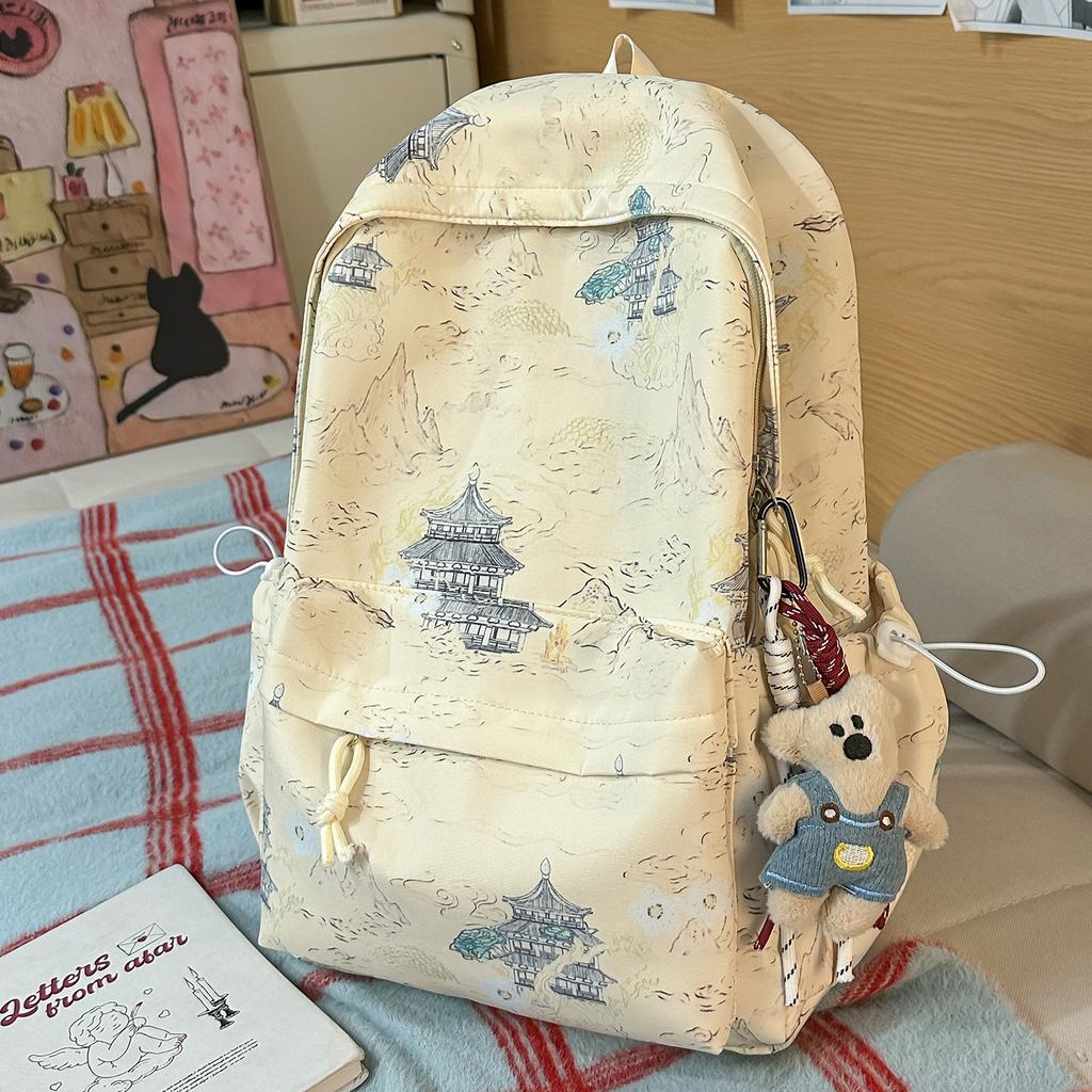 Schoolbag new national style graffiti printing backpack female trendy cool high school college student schoolbag junior high school student casual