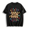 2026 New Year Knit Style Number Print Casual Top Pure Cotton T-shirt