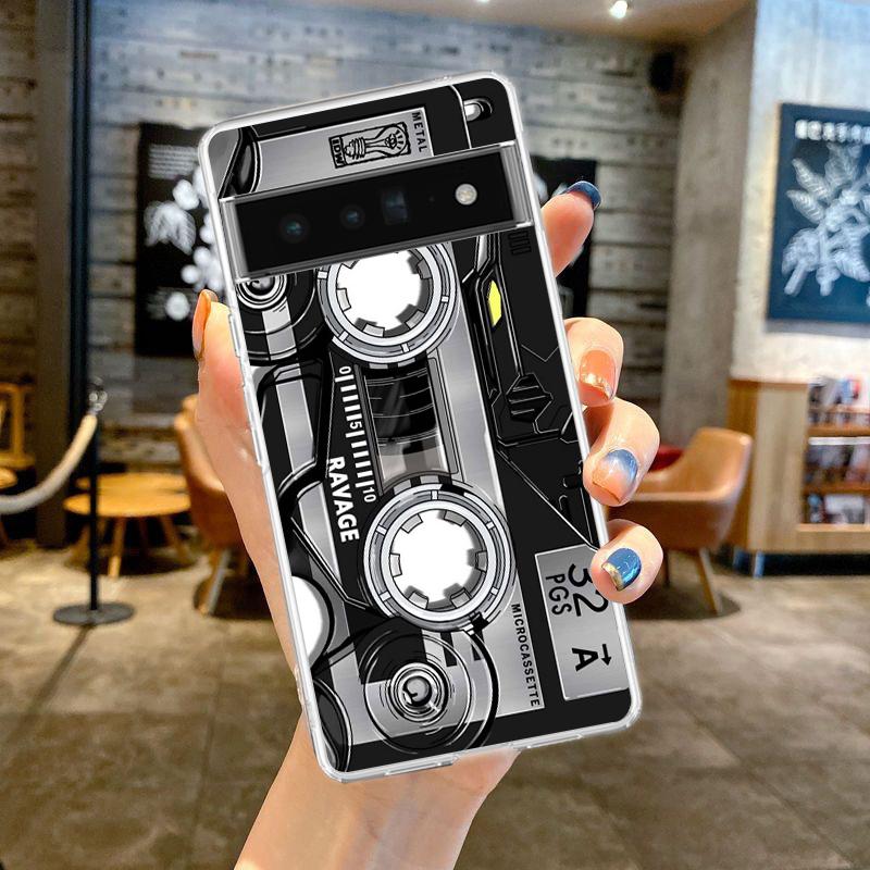 

Phone Case Cover for Google Pixel 9 8 7 6 5 4 4XL 7A 6A 5A 4A 3A Pro XL Transparent Soft TPU Shell Retro Radio Graphic Pattern Pixel 8 PRO