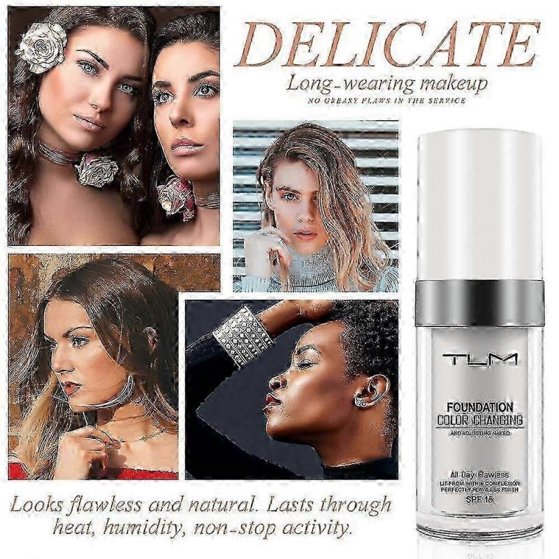 2 st Tlm Färgförändrande Foundation För Åldrande Hud, flytande Makeupbas Naken Ansiktstäckning Concealerkräm
