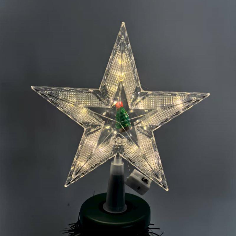 

New 20cm Double-layer Five-pointed Star Snowman Tree Topper Light