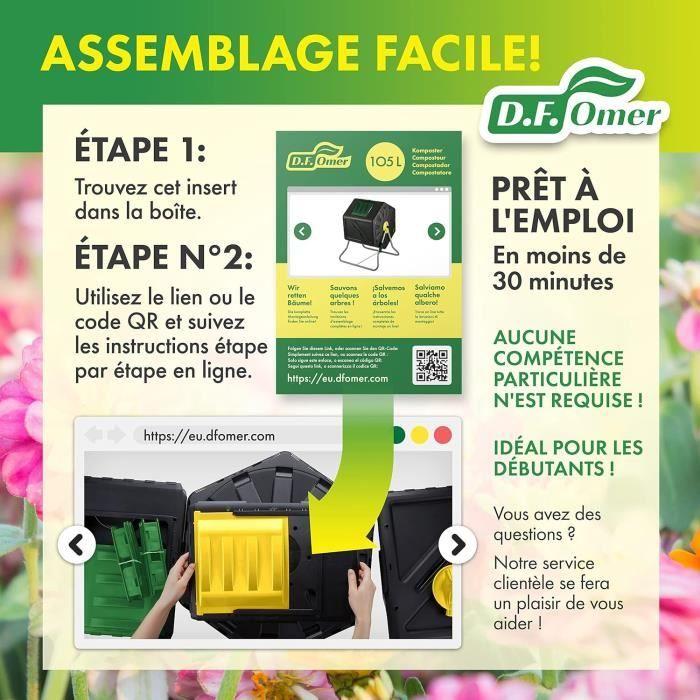 Composteur De Jardin À Chambre Unique DF OMER Pour Le Jardinage En Plein Air - Grand Volume,Conception Compacte,Capacité De 105 L