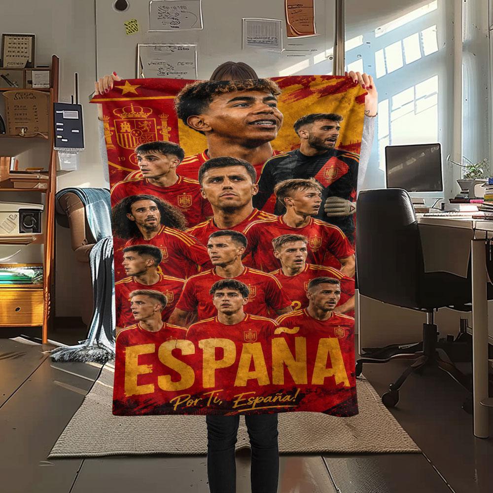 1 Pieza Manta de Franela Estampada de la Selección Nacional de Fútbol de España Adecuada para Todas las Estaciones para Decoración del Hogar Calidez y Comodidad Regalos Regalo Navideño