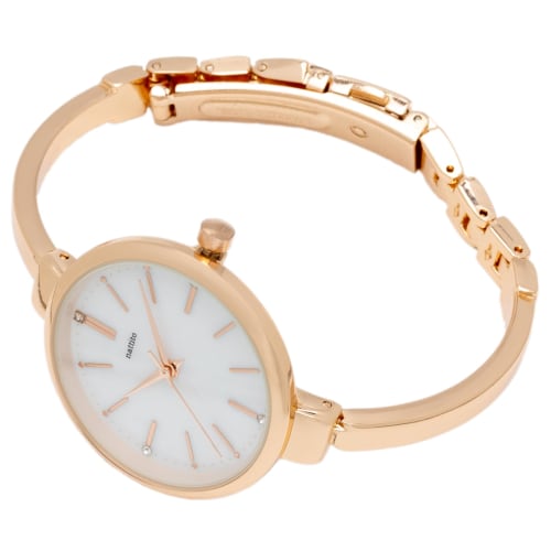 Fieldwork Women's Analog Watch with Metal Band, Shell Dial, and Pink Gold Strap (JN024-3)