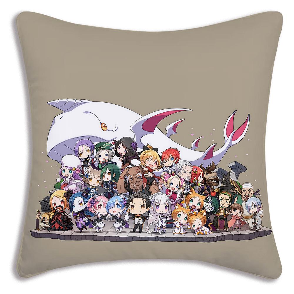 Re:Life Different World Zero Rem Pillow Covers Cartoon Sofa Decorative Home Double-Sided Printing Short Plush Cute Cushion Cover