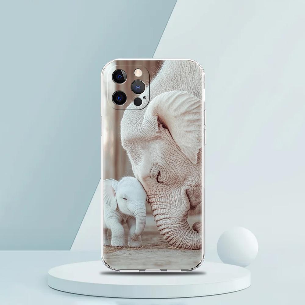 Soft TPU Transparent Phone Case Cover for iPhone 16 15 14 13 12 11 Pro Max XR 8 7 Plus XR Shockproof Shell Cute Animal Elephant