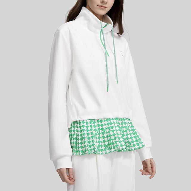 FILA Emerald Series Loose Fit Mock Layered Knit Sweatshirt Women sweatshirt White F11W314202F-WT