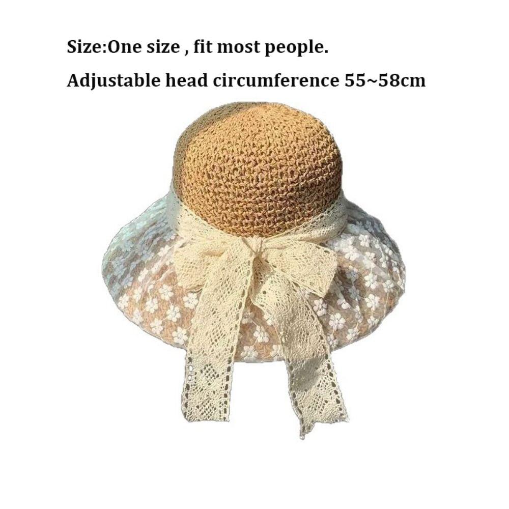 High Quality Foldable Summer Beach Vacation Hat Colorful Lace Straw Sun Hat Uv Resistant Sun Hat
