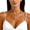 Charms Heart Pendant Necklace for Women, Golden Stainless Steel OT Toggle Necklace, Layered Necklace Stylish Valentine's Gift