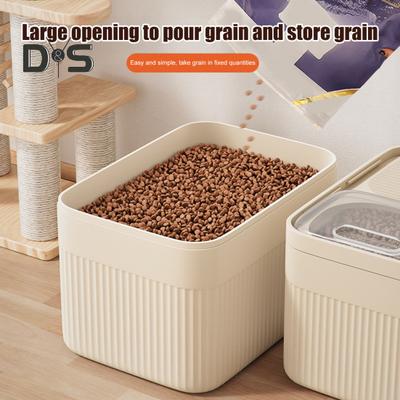 Barile per Conservazione Cereali con Misurino Incorporato Coperchio Trasparente Grande Capacità Bocca Larga Contenitore Ermetico per Alimenti per Animali Domestici