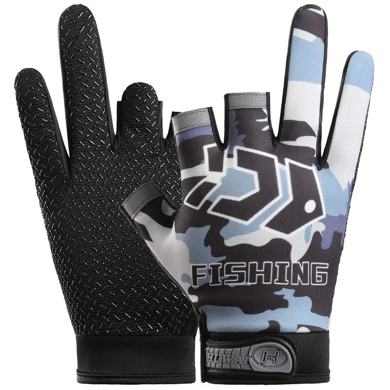 Fishing gloves dew three fingers men and women spring and summer sunshade breathable non-slip quick-drying wear-resistant versatile rock fishing