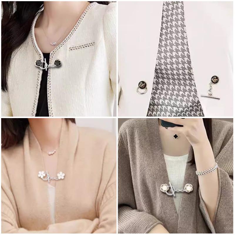 5 Sets Metal OT Button Up Clothes With No Sewing, Mother Button Up, Coat, Sweater, Cardigan, Women's Decorative Brooch Button