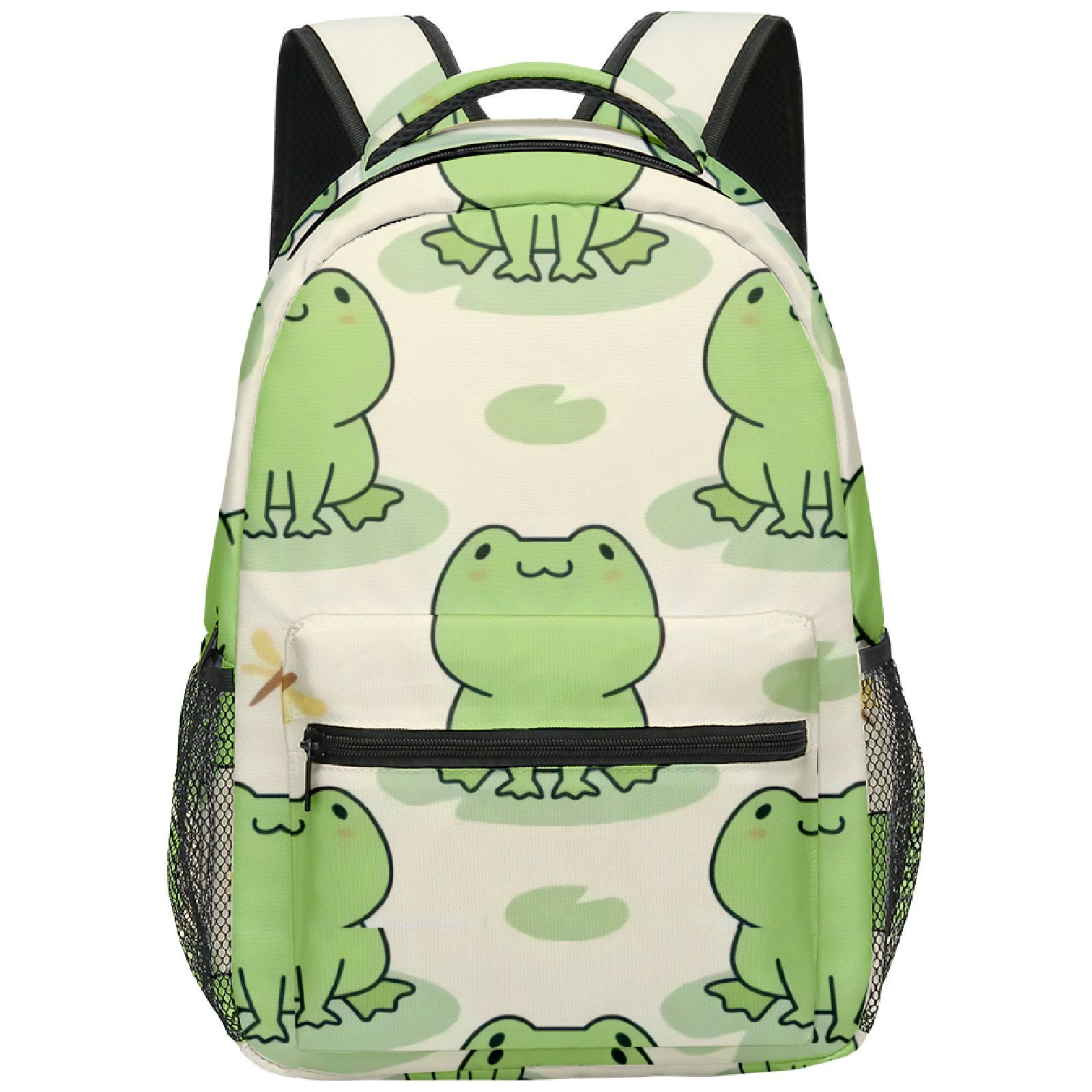 Zaini Hip Hop Novità Kpop Giovanili per Scuola Unisex Rana Piccola Borse da Viaggio Stampa 3D Oxford Impermeabile Zainetti a Spalla per Quaderno beige