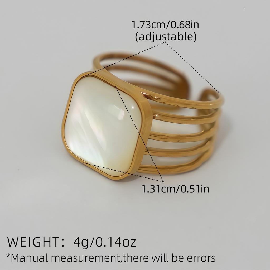 Fashion Shell Stainless Steel 18K Gold Plated Adjustable Opening Rings for Women Engagement Party Gift Temperament Jewelry 2025
