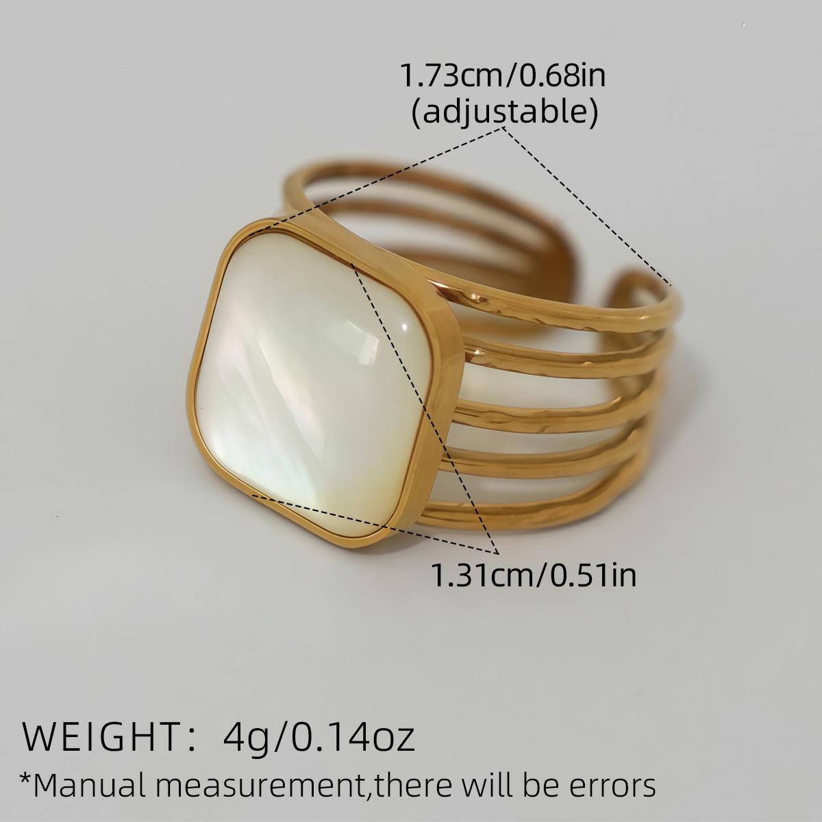 

Fashion Shell Stainless Steel 18K Gold Plated Adjustable Opening Rings for Women Engagement Party Gift Temperament Zircon 2025 resizable