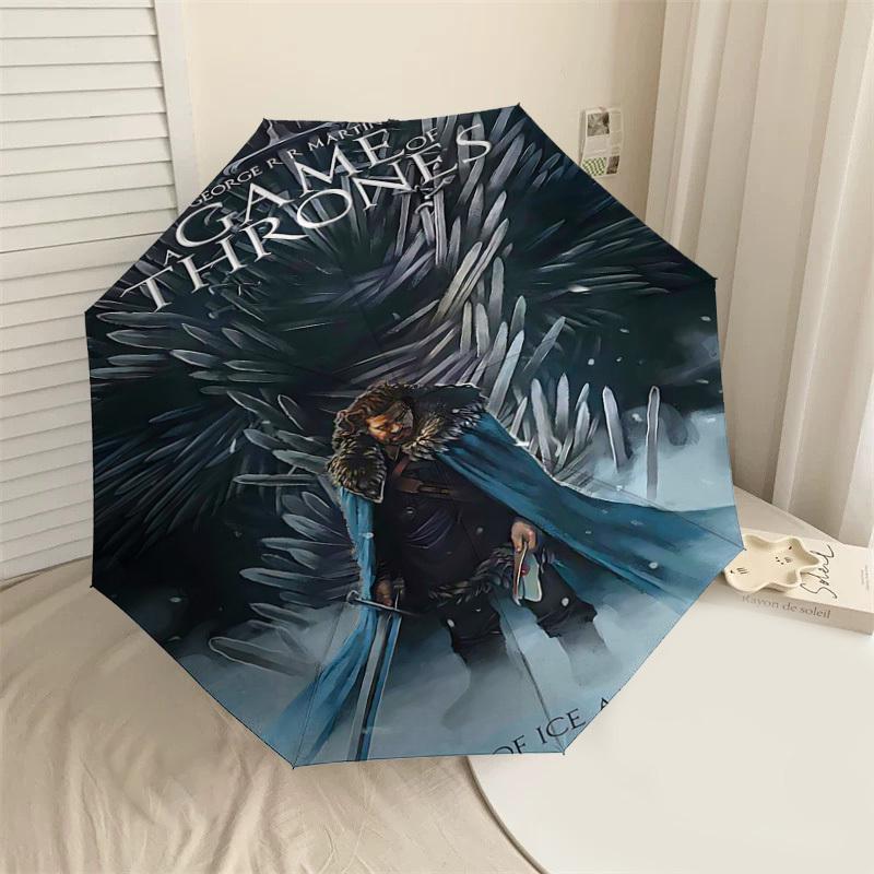

1pc Game of Thrones A Song of Ice and Fire Folding umbrella automatic open/close, 8-Rib Durable Frame, Compact Folding Design, Ideal Birthday1107L