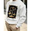Men's Graphic Print Crew Neck Sweatshirt, Vintage Aesthetic Streetwear Pattern, Christmas and Halloween Pattern, Loose Fit Cut, Comfortable Streetwear