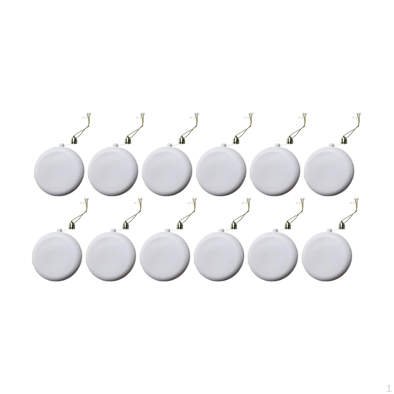 

12x DIY Christmas Blank White Ball Ornaments Tree Hanging Flat Discs Crafts