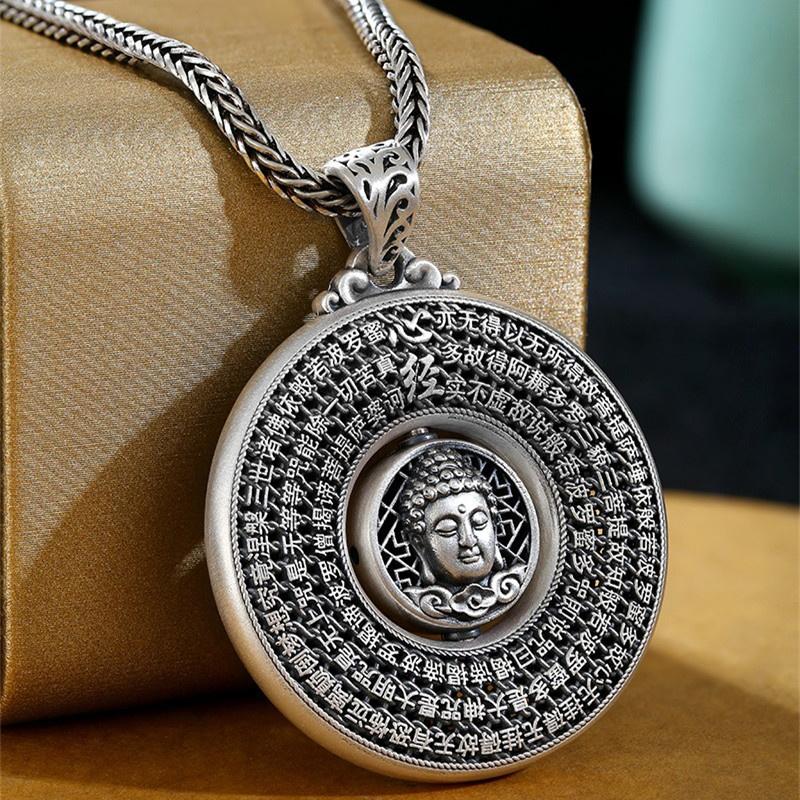 Blessing Heart Sutra Buddha Pendant For Women Men Jewelry Rotatable Tathagata Paramita Scriptures Necklace Male Accessories