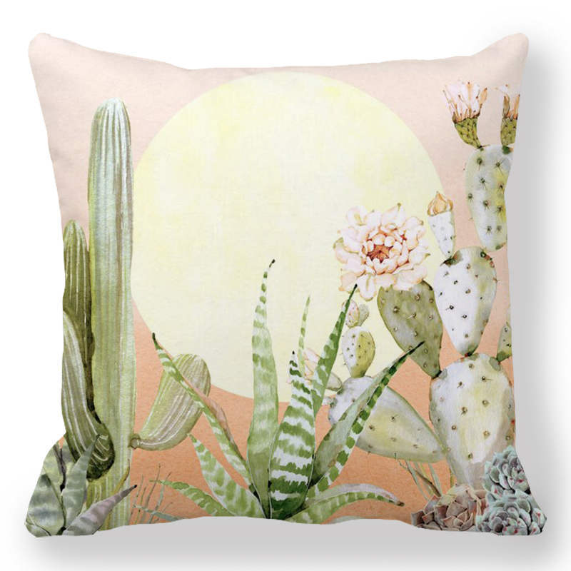 Indoor Home Bedroom Sofa Bed Chair Pillow Suite Room Aesthetic Art Cactus Succulent Plant Pillowcase