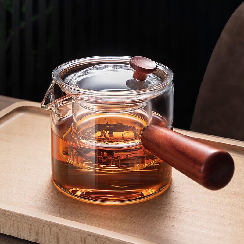 YIHUTEA Handmade Glass Tea Kettle with Side Handle