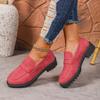 2025 new large size thick heel spring and autumn casual matte British style women's shoes thick sole foreign trade shallow mouth loafers