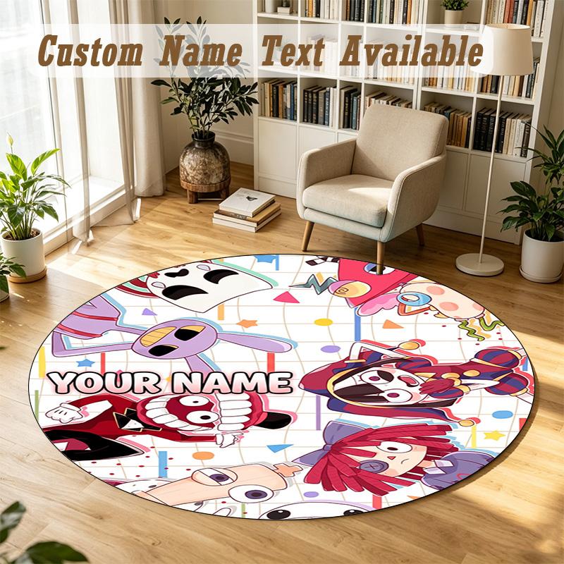 Round Rug Custom NameThe Amazing Digital Circus Pattern Non Slip Carpet Home Floor Decor