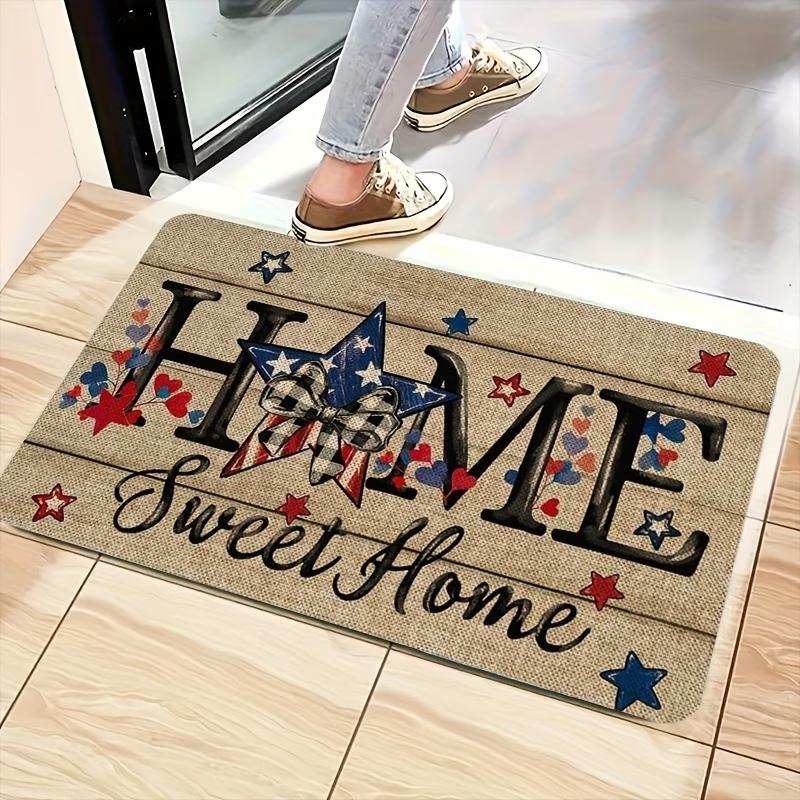Patriotic God Bless America Doormat - 4th of July IndoorOutdoor Welcome Mat with American Flag Mat for Camping Welcome Mat 40x60CM