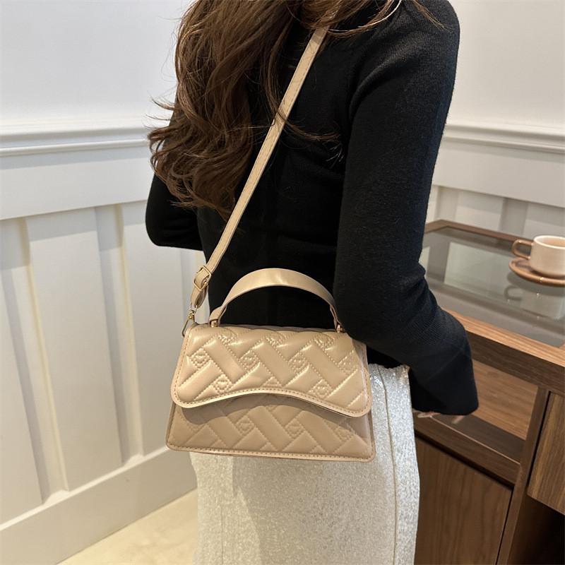 Fashionable Chic Small Square Bag Stylish Handbag Versatile Crossbody Bag In Black Khaki Pink And White