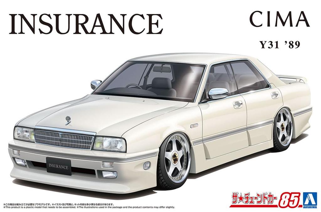 Aoshima Bunka Kyozai Scale The Tuned Car 85 Nissan Insurance Y31 Cima Plastic Model 1/24 No. '89