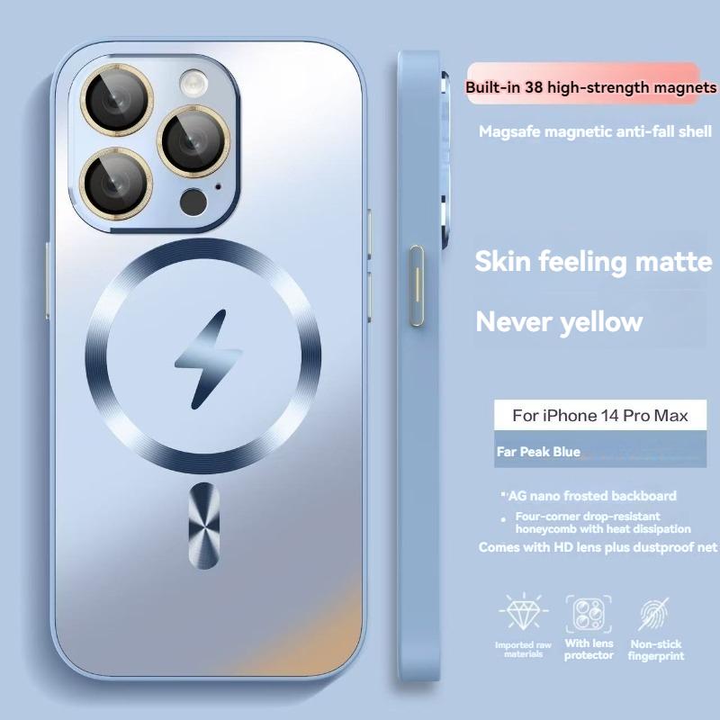 

New Desert Gold Magsafe Magnetic Wireless Charge phone case for For Iphone 16 15 14 13 12 pro max plus Camera Lens Protection cover For iPhone 12