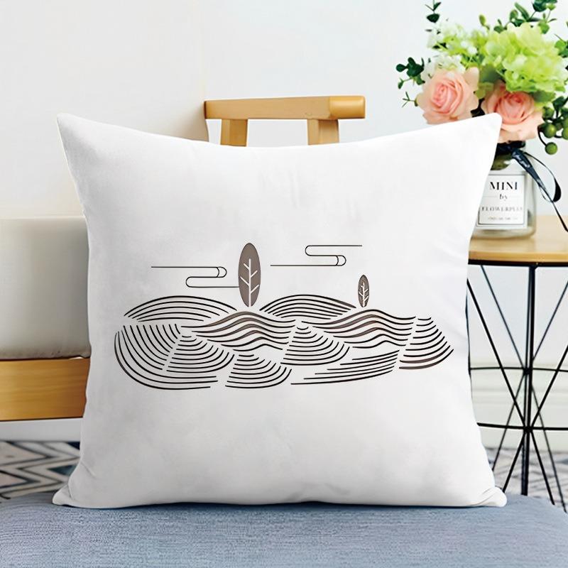 Dekorativer Kissenbezug mit Landschaftsdruck im chinesischen Stil Schlafzimmer Wohnzimmer Quadratischer Kissenbezug