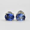 8.75 Ct Natural Blue Sapphire 6x5mm Certified 925 Sterling Silver Earrings Pair