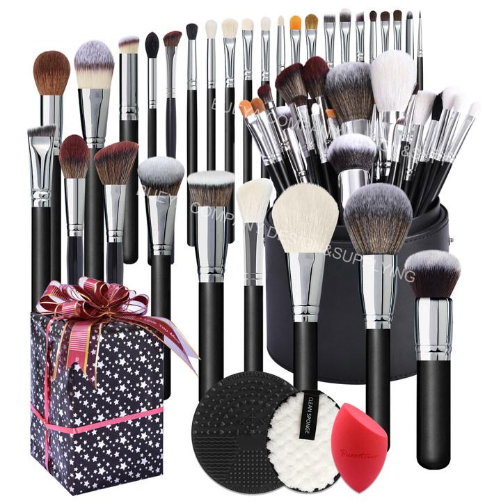 DailyQueen 30PCS High Quality GOAT Natural Hair PROFESSIONAL Pink White Black Makeup Brush Set Private Label Make Up Foundation