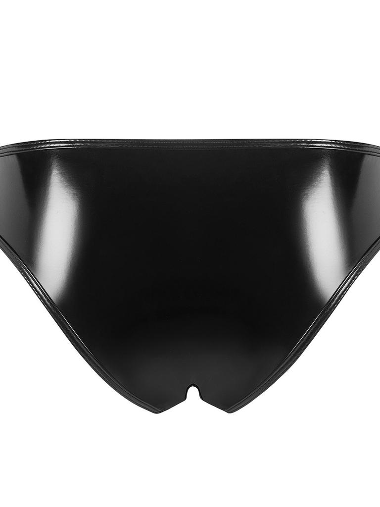 Design Sense Low Waisted PVC Patent Leather Open Crotch Underpants Women Without Peculiar Smell Accurate Size Briefs IEA3