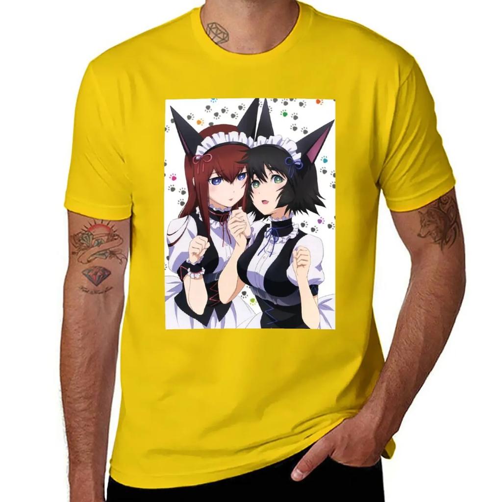 Steins;Gate - Makise Kurisu & Shiina Mayuri T-Shirt anime tops blacks mens cotton t shirts