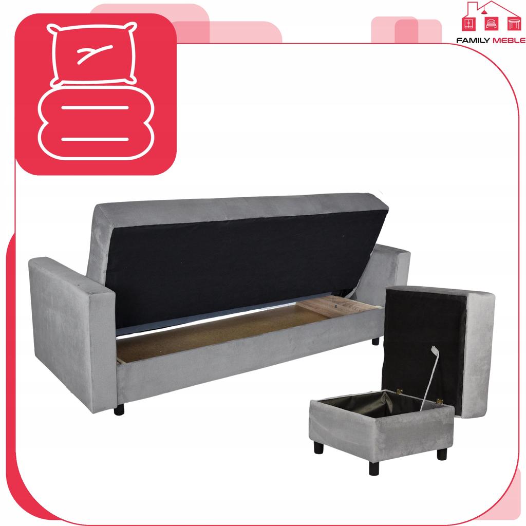 Sofa Corner Sofa Alicja with Pouf Sofa Sofa Bed Family Furniture Gray