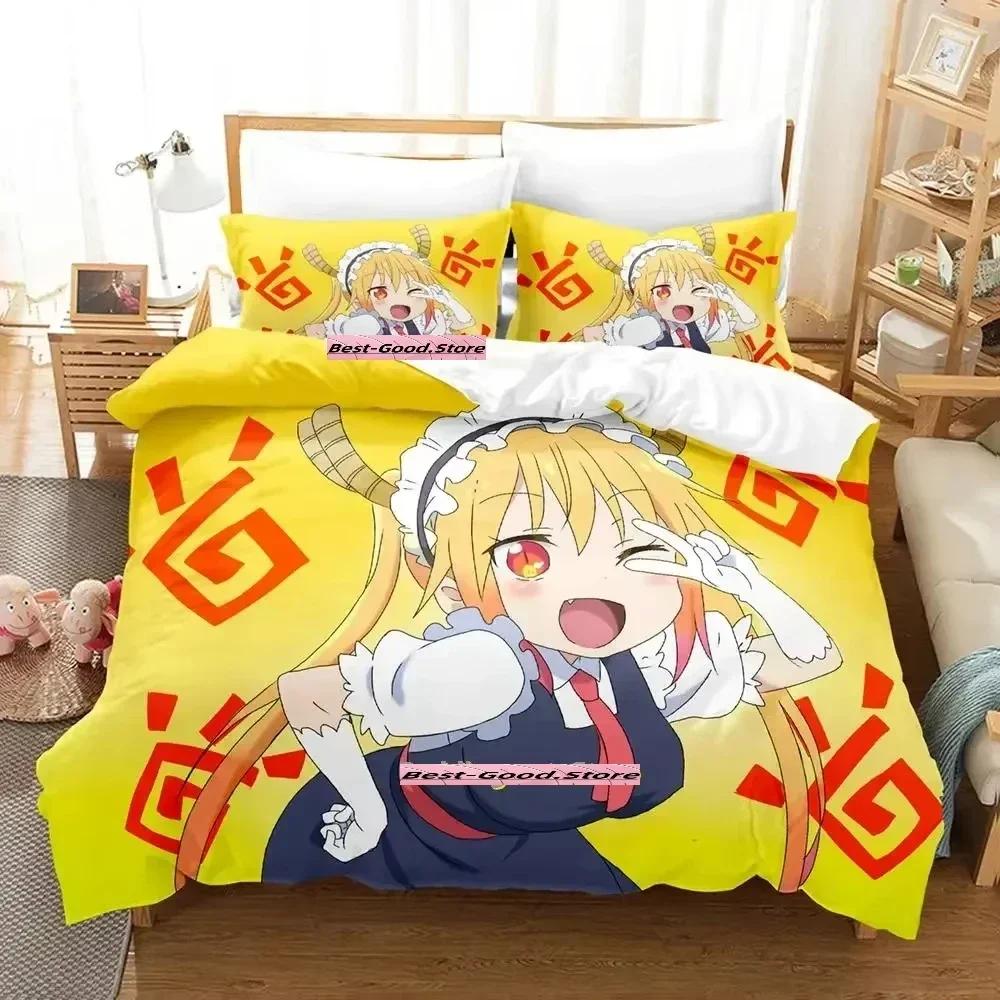 Neues Miss Kobayashi's Dragon Maid Bettwäsche-Set Anime dreiteiliges Set Erwachsene Kind Schlafzimmer Bettbezug-Sets Mode conjunto de cama
