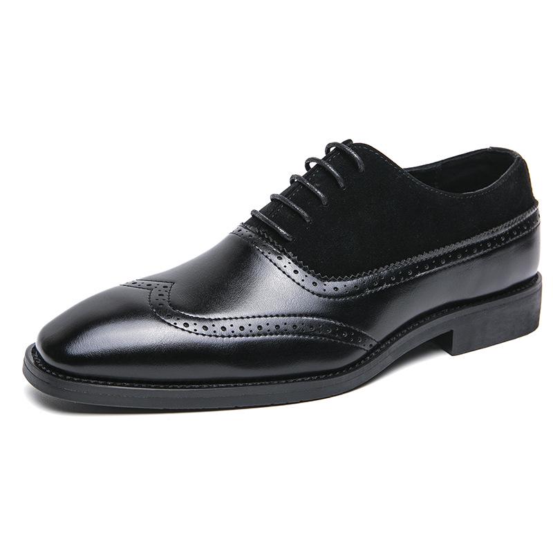 Four Seasons Men s Low-Top Brogue Leather Shoes - Business Casual  Retro Style Size 41 чёрный