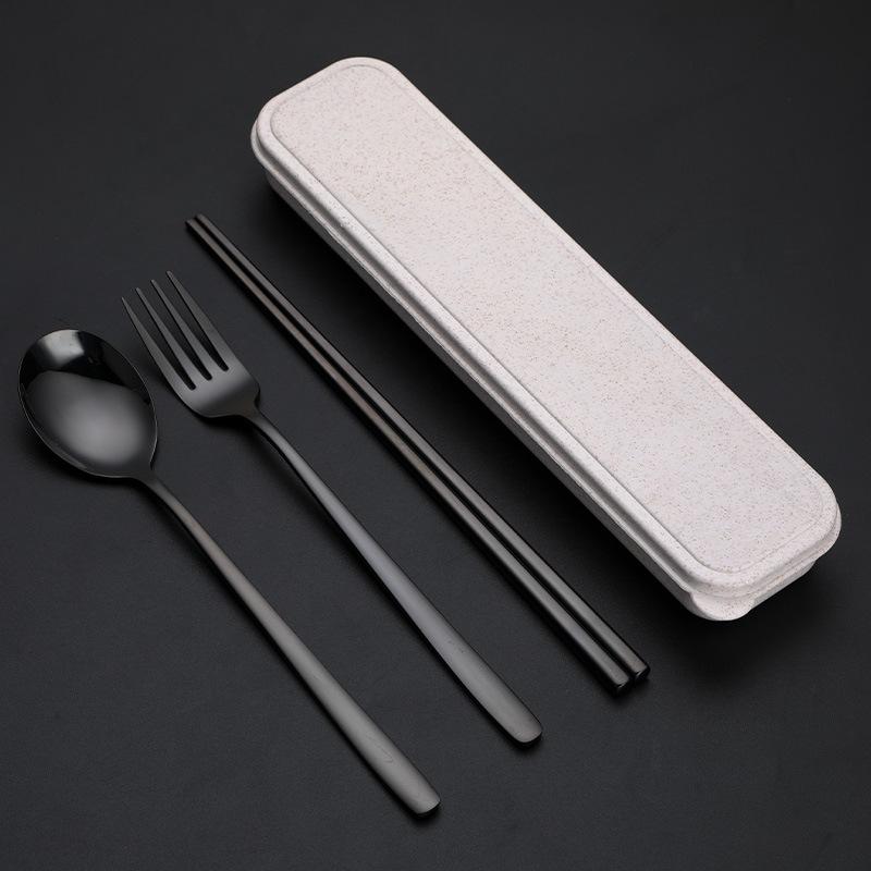 Korean Style Stainless Steel Cutlery Gift Set - Knife, Fork, Spoon, Straw