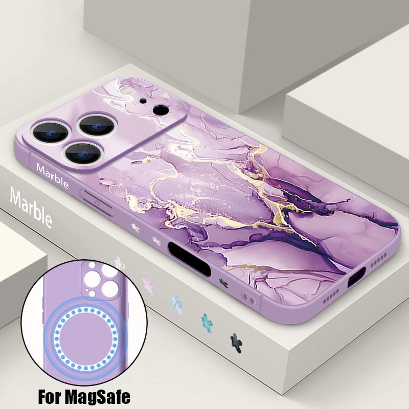 Luxury Sandstone Marble Pattern Case For iPhone 16 Pro Max Magnetic For Magsafe Soft Cover For iPhone 17 15 14 13 Pro Max 17E 16E
