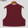 INCERUN Men Sleeveless Casual Loose Cargo Crop Tank Tops Waistcoat