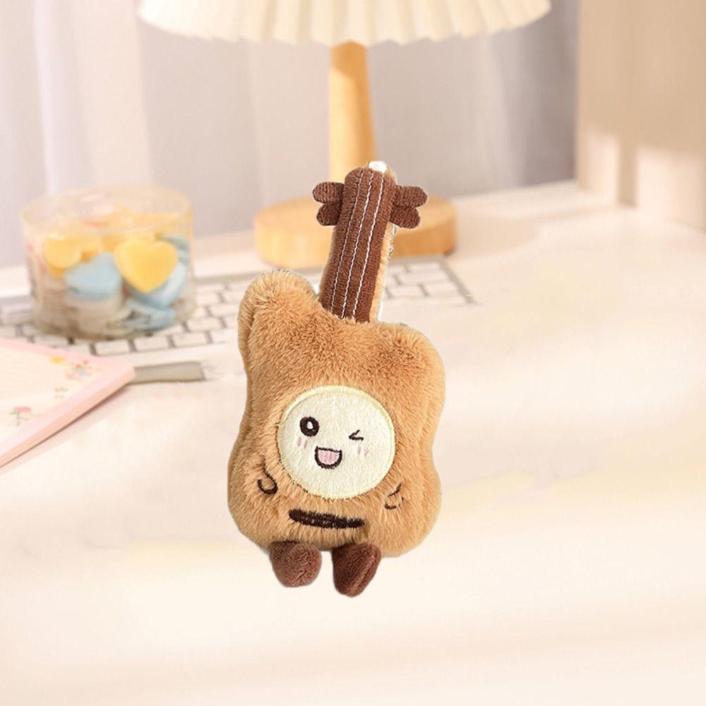 Musical Instrument Guitar Plush Key Rings Violin Guitar Plush Keychain  Car Key