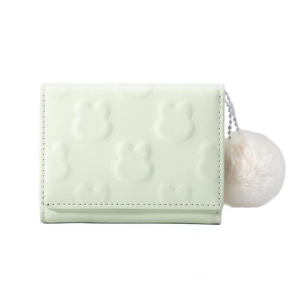Sweet Short Ladies Wallet Rabbit Three-Fold Large Capacity Short Purse Gift for Girls Ladies Women