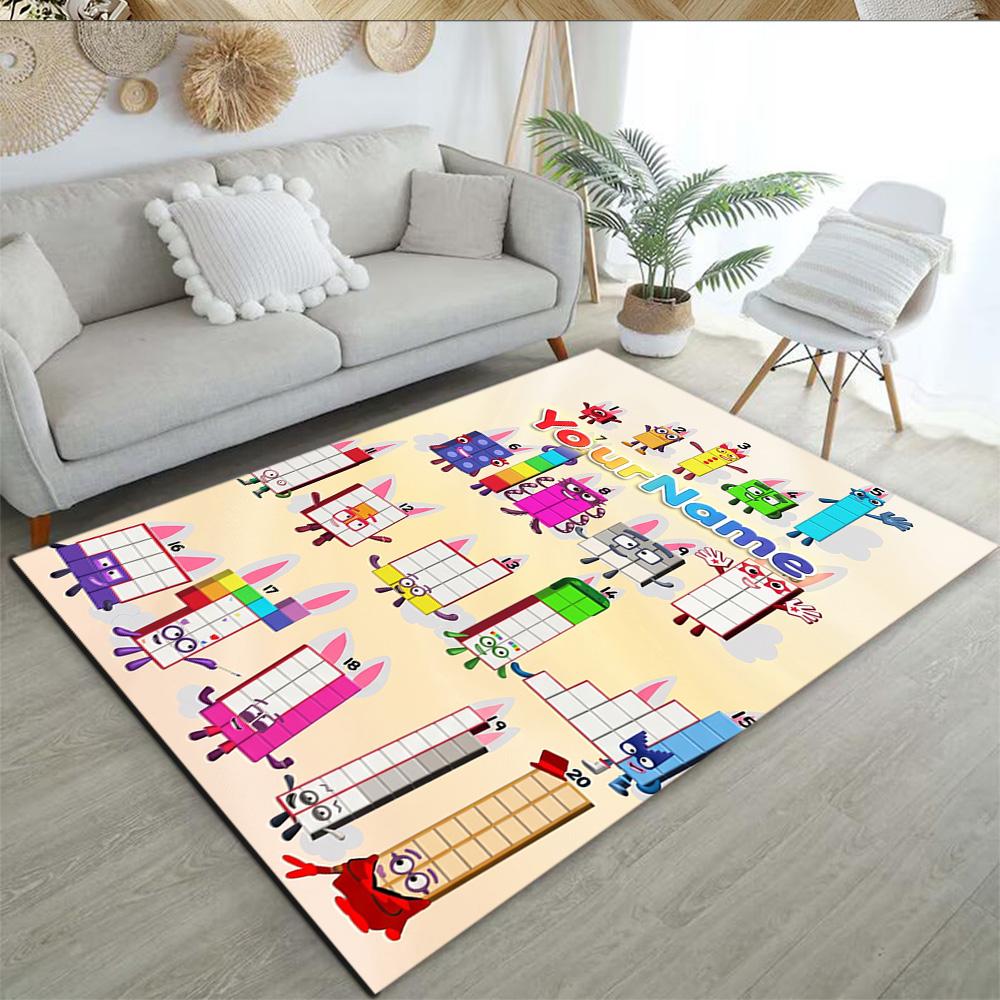 Numberblocks Personalized Name Floor Rug Office Rug Perfect for Playrooms Entryway Game Room Study room Antislip Carpet Anime Office Decor