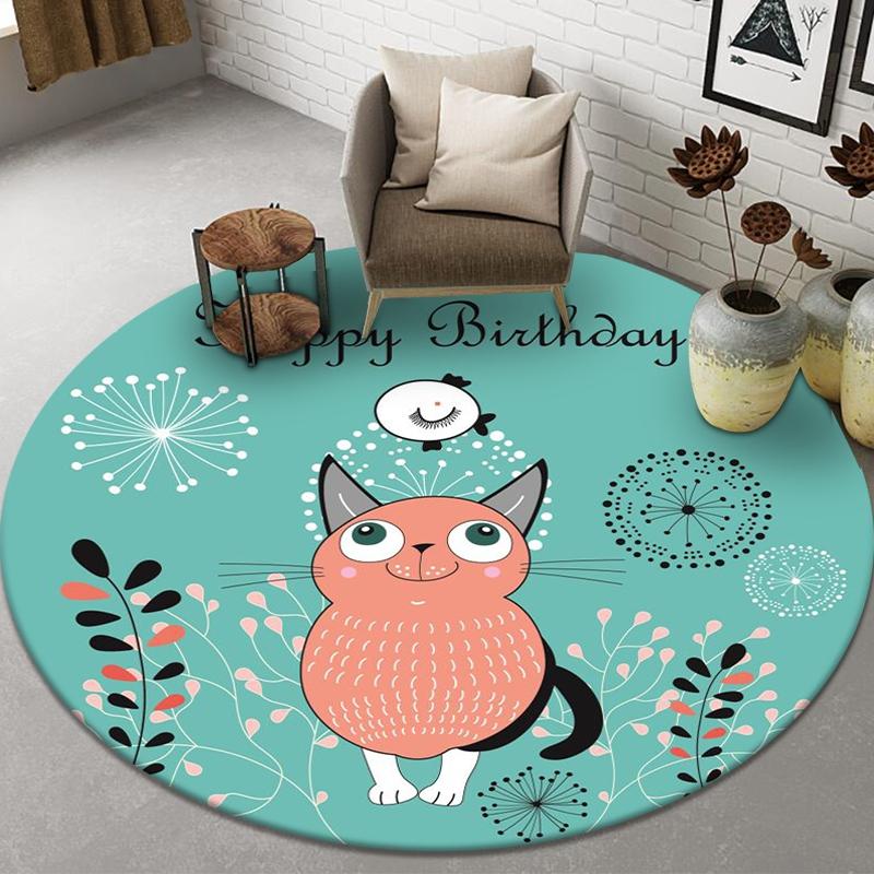 Colored Animal Geometric Printing Pattern Round Floor Mat Simple Household Room Living Room Decoration Door Mat and Floor Mat