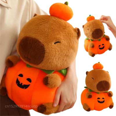 25-60cm Creative Fun Halloween Capybara Plush Doll Pillow Pumpkin Capybara Plush Toy Holiday Decoration Gift for Boys and Girls